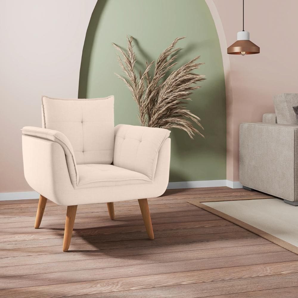 Poltrona Para Sala De Recepção Silveiras Linha Bege