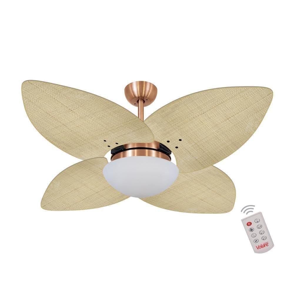 Ventilador De Teto Dormamu Cobre 4 Pés Palmae Natural 110V Com Controle