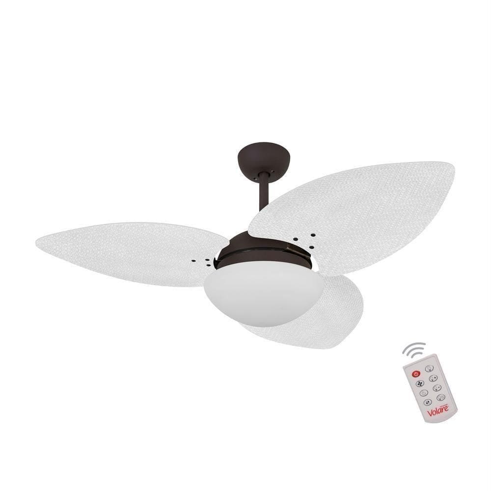 Ventilador De Teto Dormamu Marrom Texturizado 3 Pás Palmae Branco 220V Com Controle