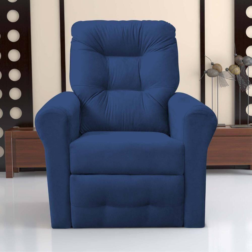 Poltrona Reclinável Para Descanso Thalia Suede Azul