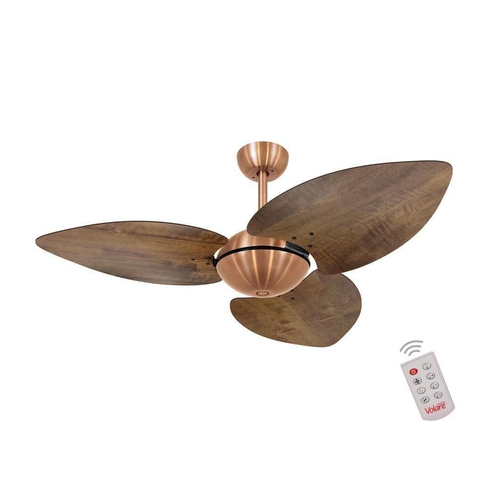 Ventilador De Teto Dormamu Cobre Office 3 Pás Rádica Imbuia 220V Com Controle