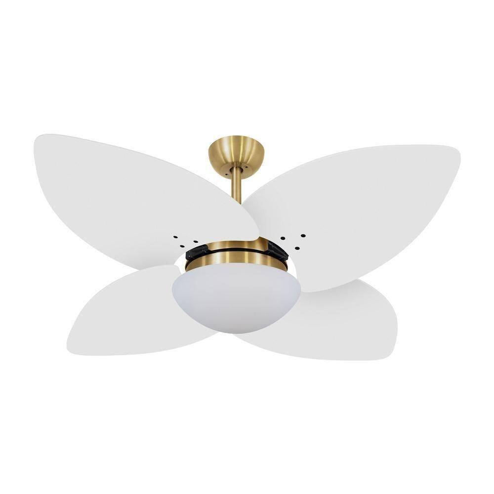 Ventilador De Teto Dormamu Dourado 4 Pás Branco 110V