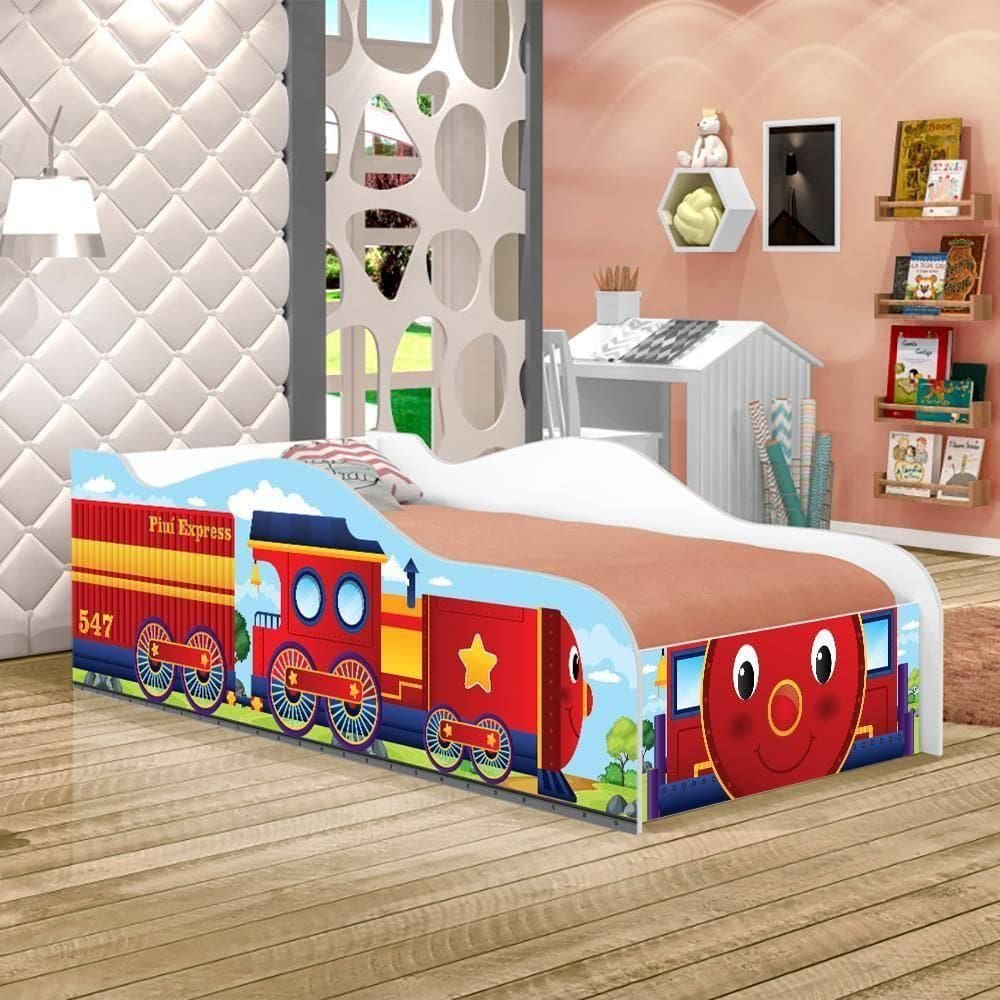Cama Carro Trenzinho Vermelho Kids Solteiro