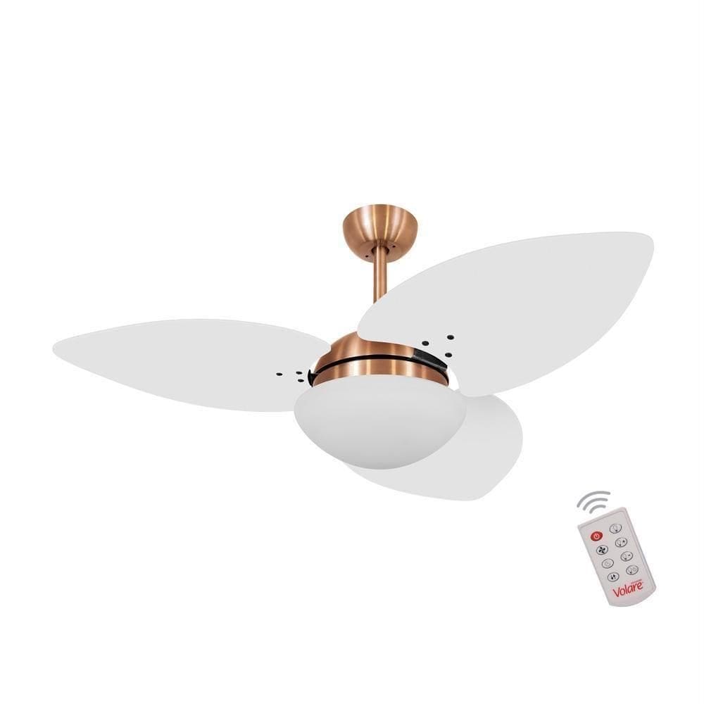 Ventilador De Teto Dormamu Cobre 3 Pás Branco 220V Com Controle