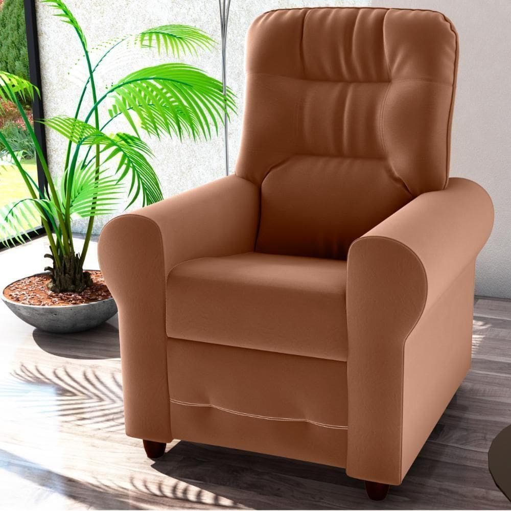 Poltrona Reclinável Para Descanso Guaíra Veludo Cobre