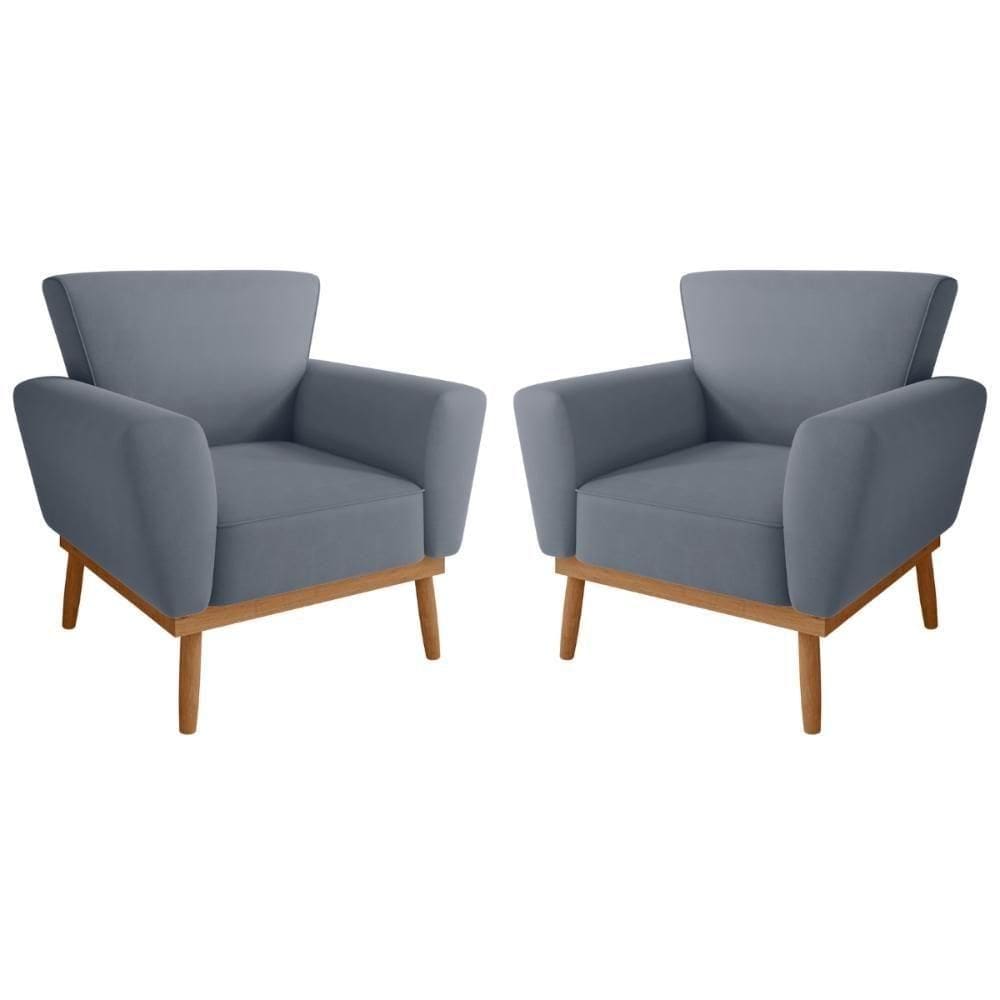 Conjunto Poltrona Para Sala De Recepção Viana Inca Chumbo