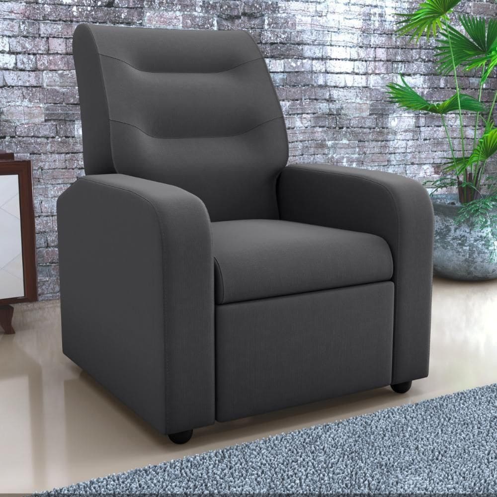 Poltrona Decorativa Reclinável Pireu Veludo Light Cinza
