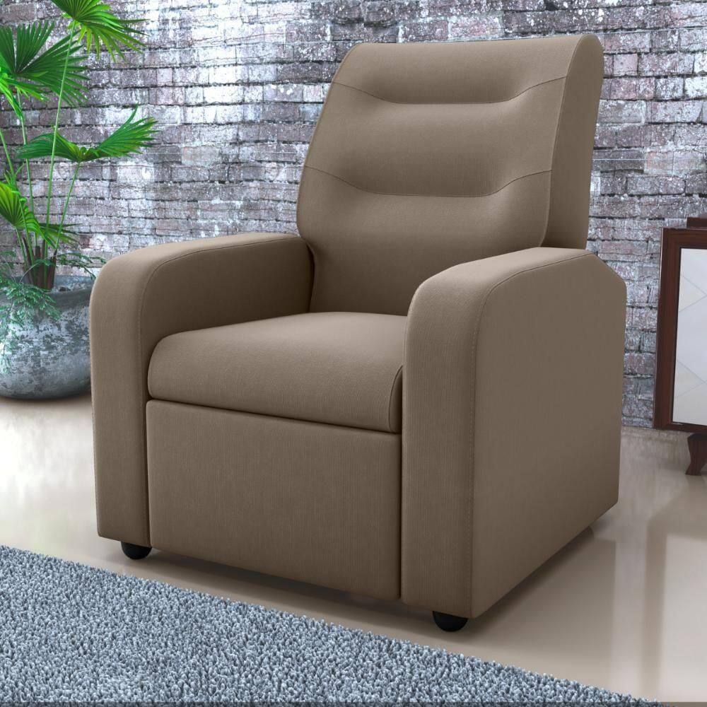 Poltrona Decorativa Reclinável Cecilia Veludo Light Cappuccino
