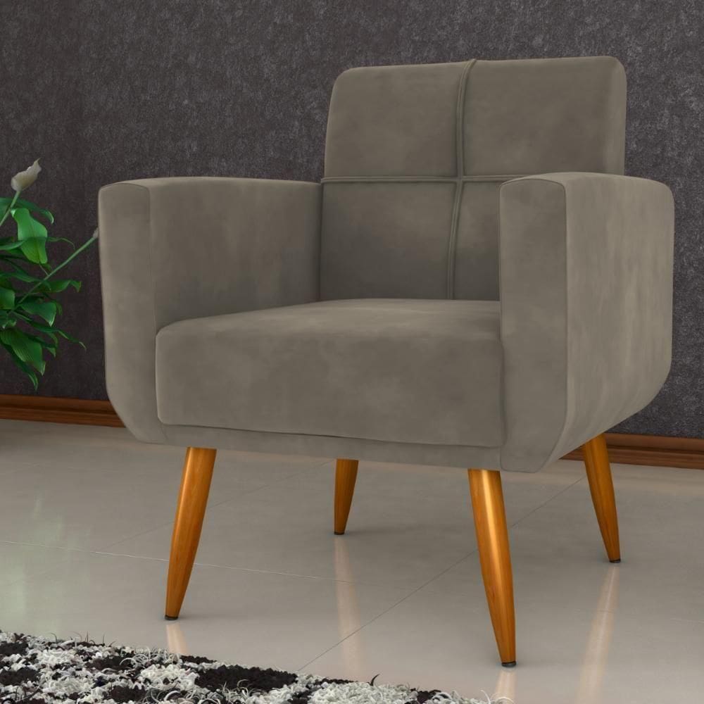 Poltrona Decorativa Itaqui Veludo Cappuccino