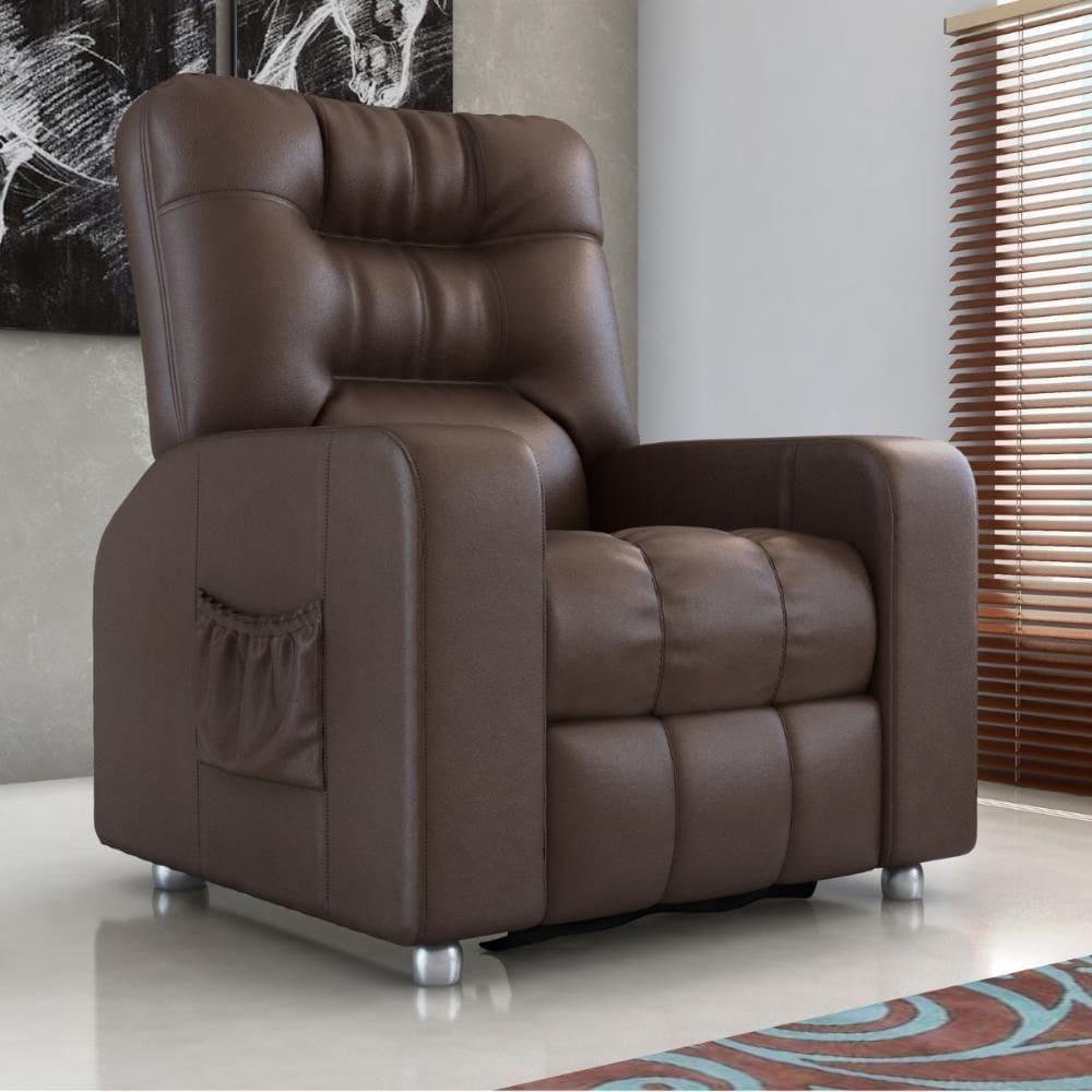 Poltrona Almofadada Reclinável Hull Sintetico Marrom