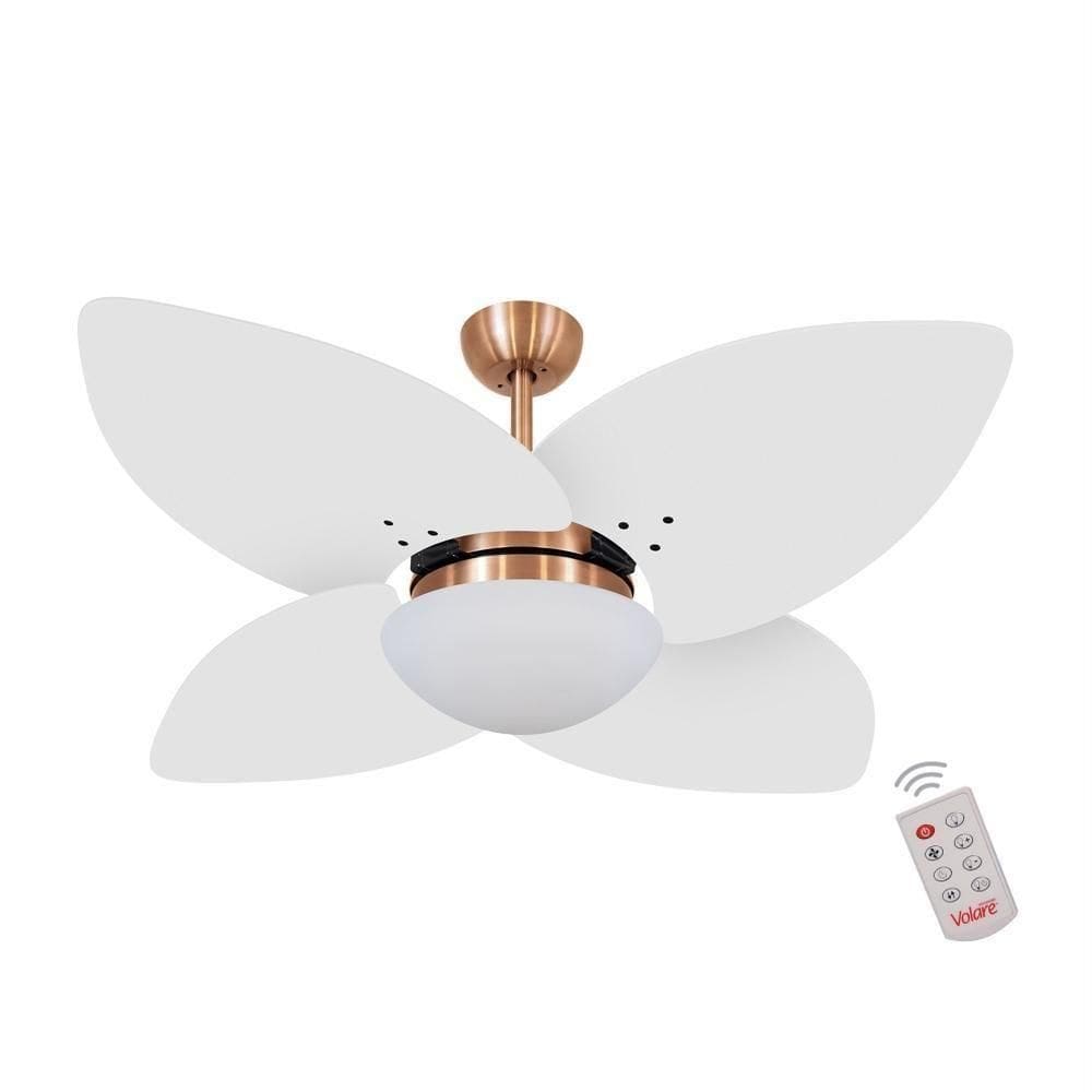 Ventilador De Teto Dormamu Cobre 4 Pás Branco 220V Com Controle