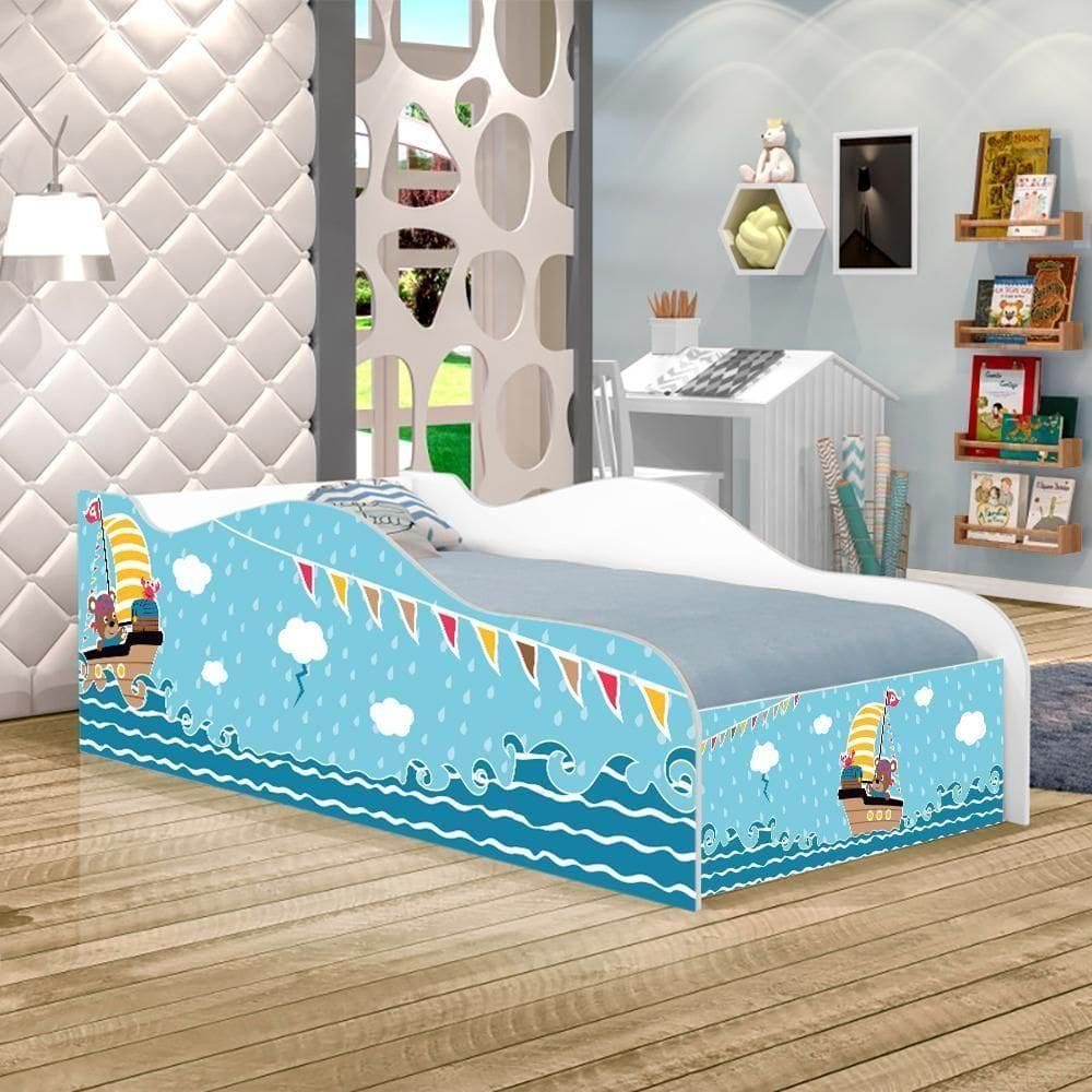 Cama Carro Fun Adesivada Ursinhos Solteiro