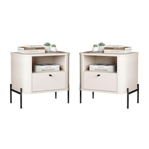 Conjunto Mesa De Cabeceira Malta Off White Preto