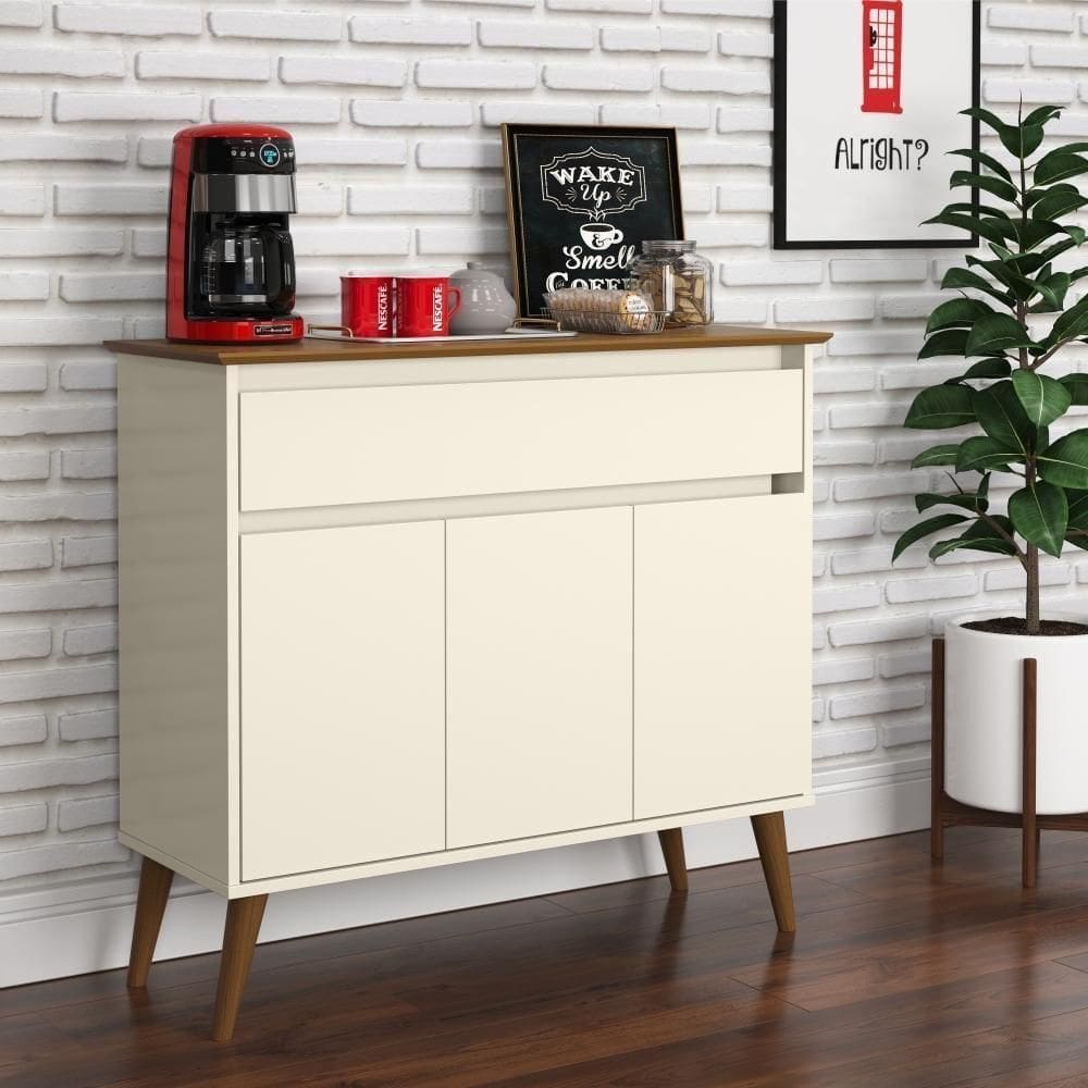 Aparador Buffet 3 Portas Brisbane Off White Freijo