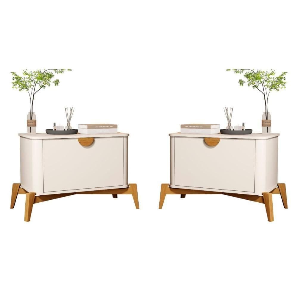 Conjunto Mesa De Cabeceira San Marino Off White