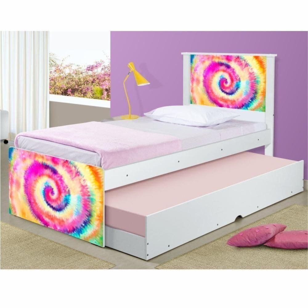Bicama Solteiro Com Cabeceira Adesivada Tie Dye