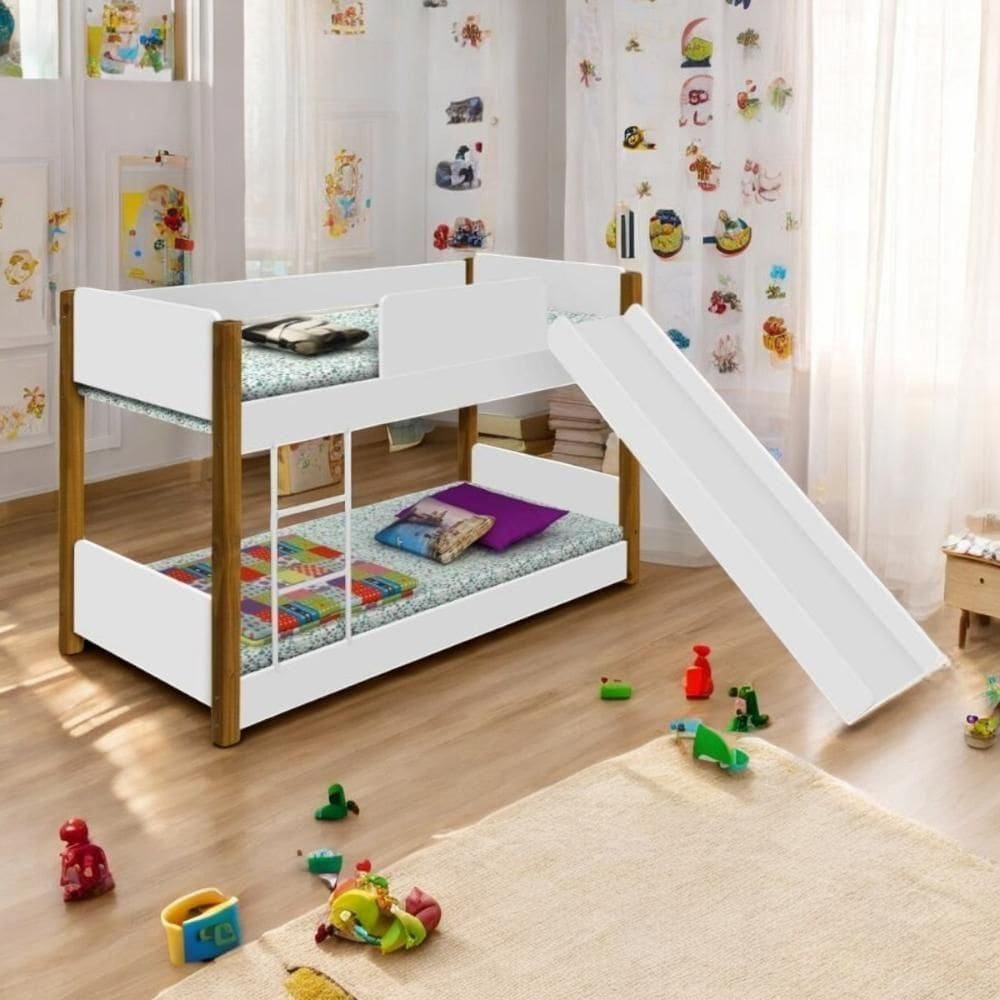 Beliche Com Escorregador Montessori Nala Branco Mel