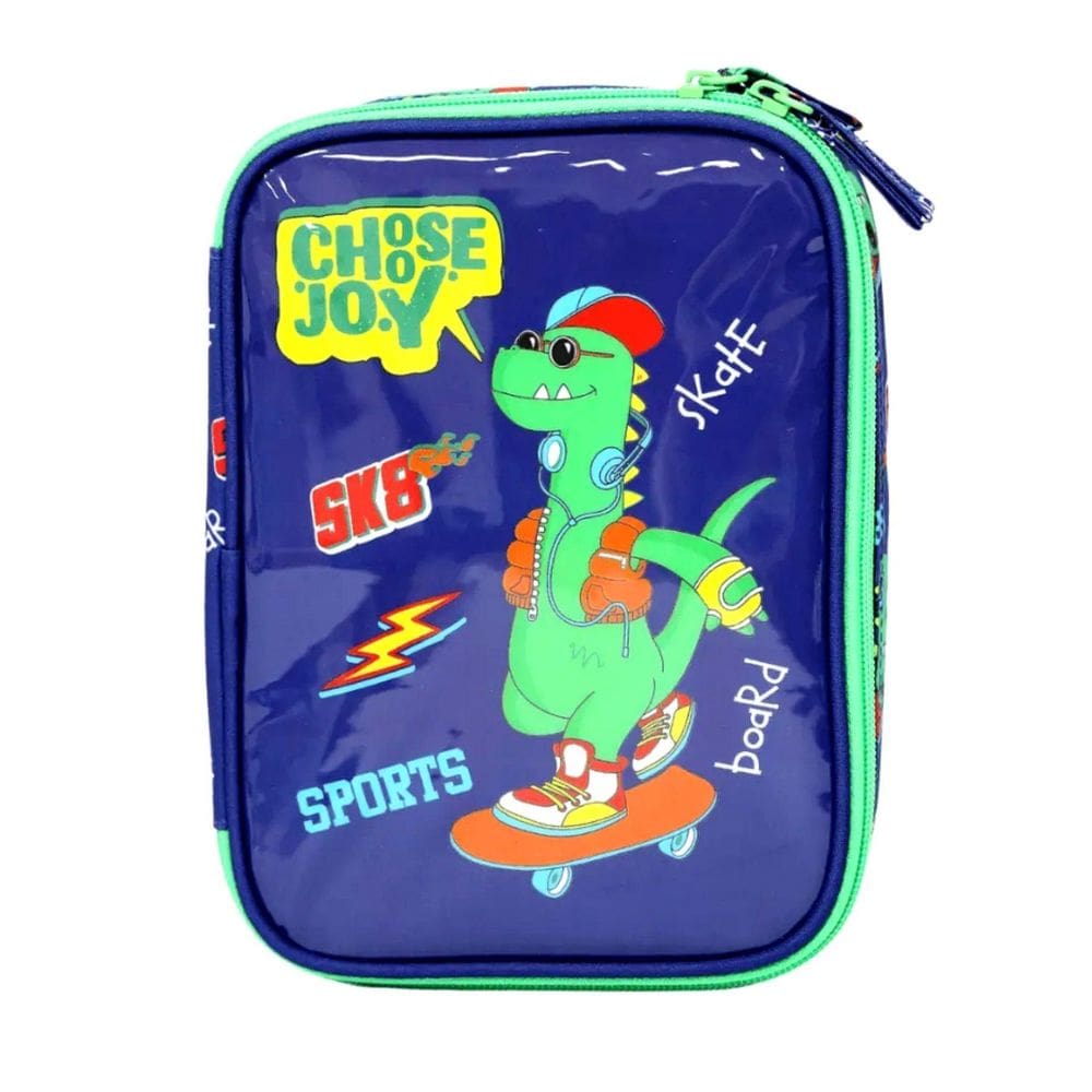 Estojo Escolar Grande Box Dinossauro Rkd5009E - Azul