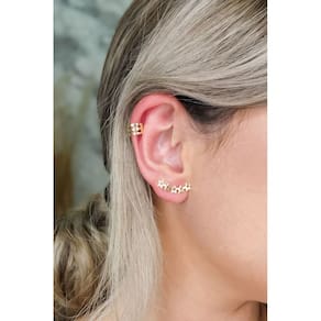 Brinco Ear Cuff Estrelas Pequenas Banhado Em Ouro 18k