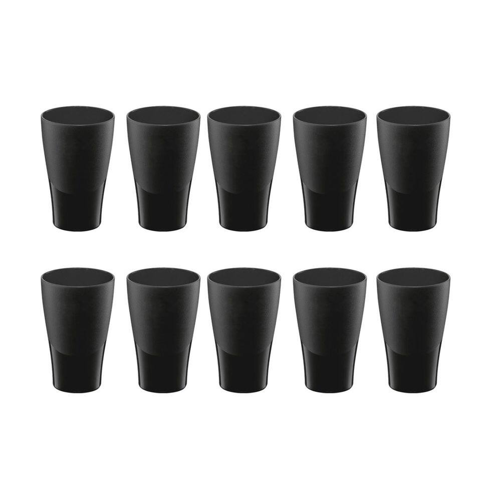 Copo Preto de Plastico 300ml Resistente BPA Free 10un