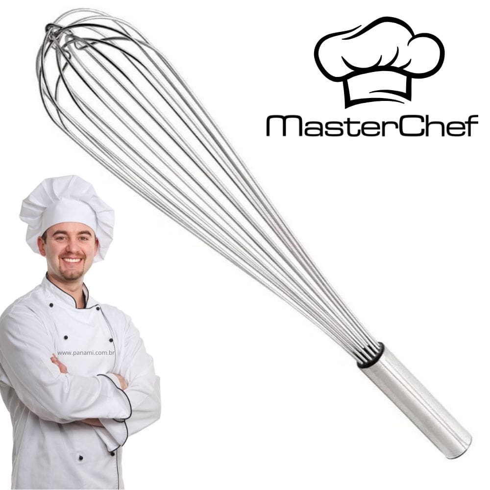 Fue Master Chef Profissional - FORTE GIGANTE Batedor de Claras Ovo Massa Grande 40cm Aço Inox - Bate Bolo - PANAMI