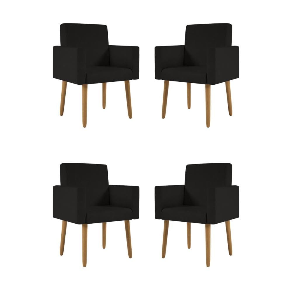 Kit 4 Poltronas Pés Palito Nina Suede