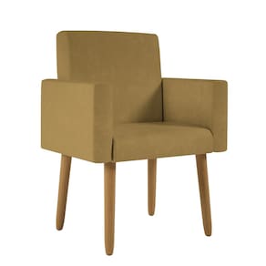 Poltrona Decorativa Pés Palito Nina Suede Capuccino