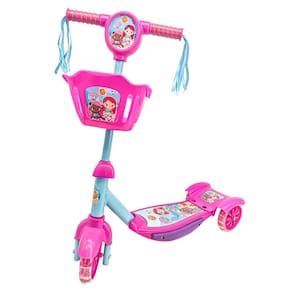 Patinete Menina Cestinha Sereia Led Radical Até 35Kg Rosa
