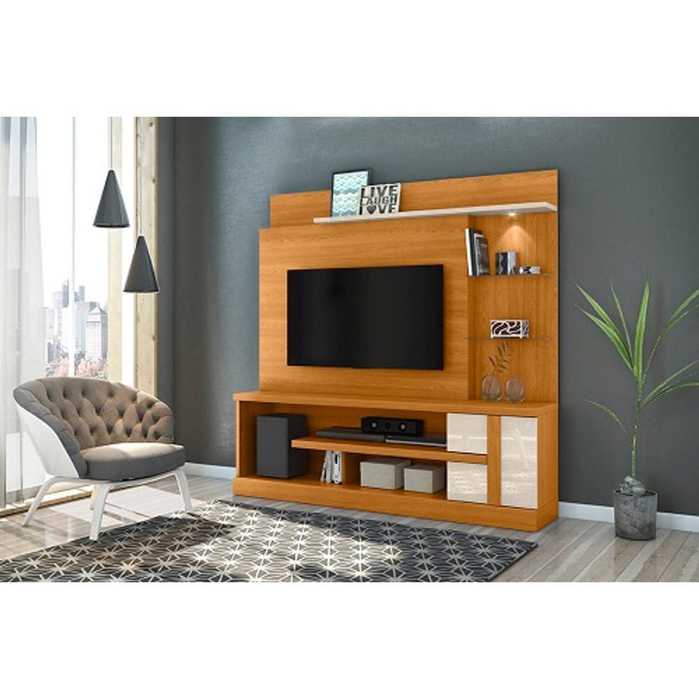 Home Theater Alan Cinamomo/Off White - Madetec Móveis
