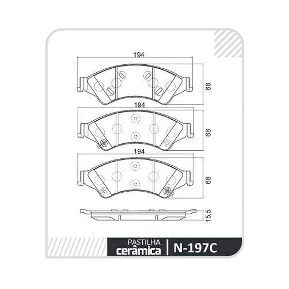 Pastilha De Freio - Bt- 50 2011 A 2015 / Ranger 2012 A 2016 / T3 2015 A 2016 / T4 2015 A 2017 - N197C
