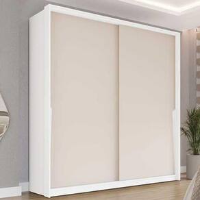 Guarda Roupa 2 Portas de Correr e 2 Gavetas Porto Branco/Creme - Politorno