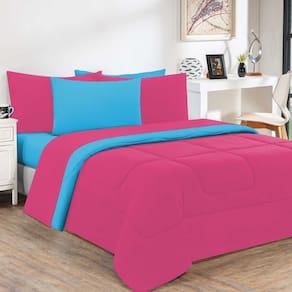 Edredom Malha 100% Algodão Gran Moratta 1 Peça Queen - Pink -azul Turquesa