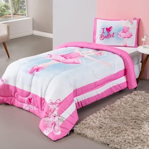 Kit Edredom Plush Fofinho Infantil Dupla Face Dream 2 Peças Solteiro - Bailarina