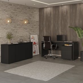 KIT - Conjunto Oslo 3 Peças Mesa Gaveteiro Buffet