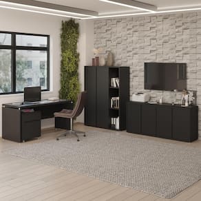 KIT - Conjunto Oslo 4 Peças Mesa Gaveteiro Buffet Armário