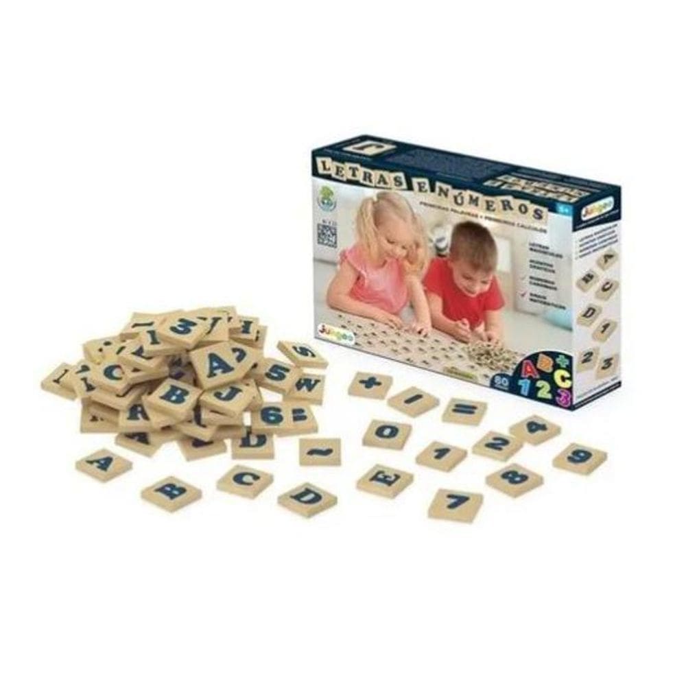 Jogo Educativo Letras E Números - 80 Peças Em Madeira