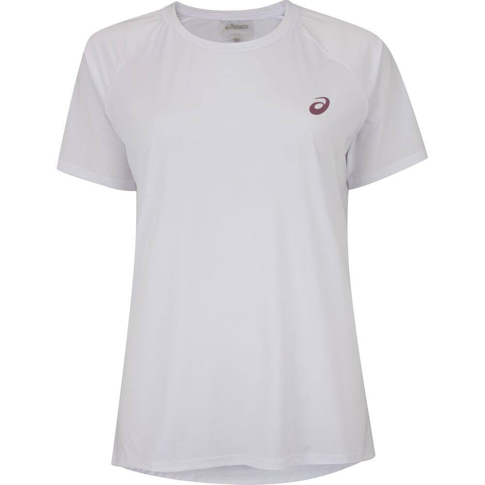 Camiseta Feminina ASICS Manga Curta Emblema Racket UV 50 Anti-Odor