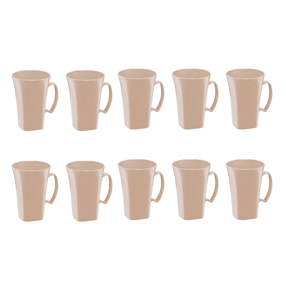 Caneca Bege Nude Cappuccino 400ml Plastico BPA Free Jogo 10un