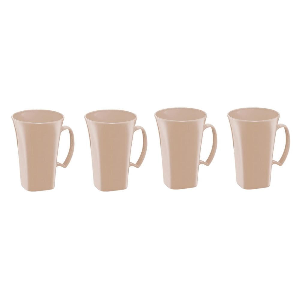 Caneca Bege Nude Cappuccino 400ml Plastico BPA Free Jogo 4un