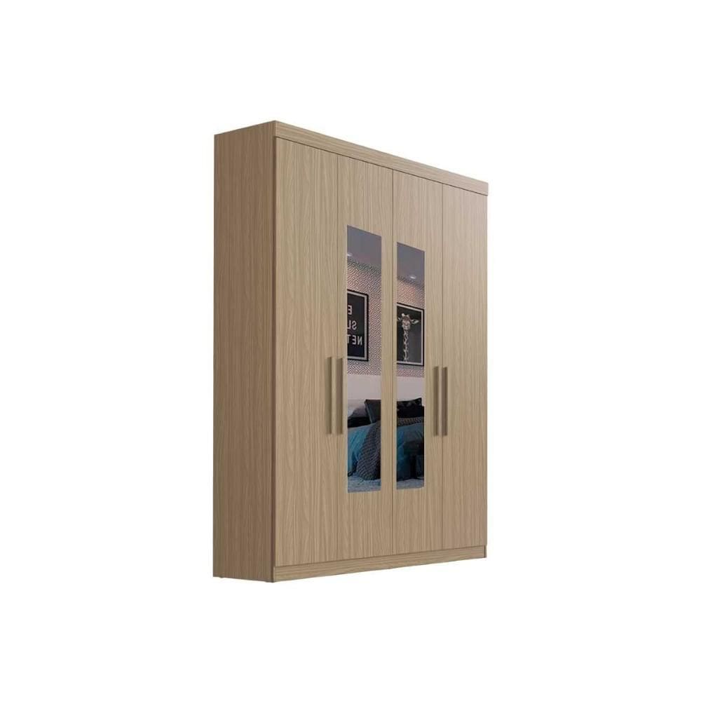 Guarda Roupa Solteiro 4 Portas (2 c/ Espelho) e 2 Gavetas PH 1714 Cedro - Herval