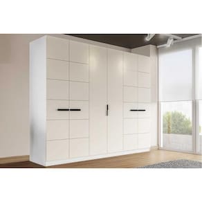 Guarda Roupa 6 Portas e 4 Gavetas Lisboa Branco/Creme - Politorno