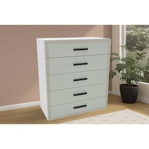 Cômoda Solteiro Valência c/ 5 Gavetas Branco/Verde - Politorno