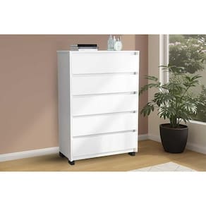 Cômoda Casal Coimbra c/ 5 Gavetas Branco - Politorno