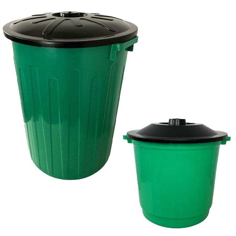 Kit Lixeira Com Tampa 65 L + Lixeira Com Tampa 10L Verde
