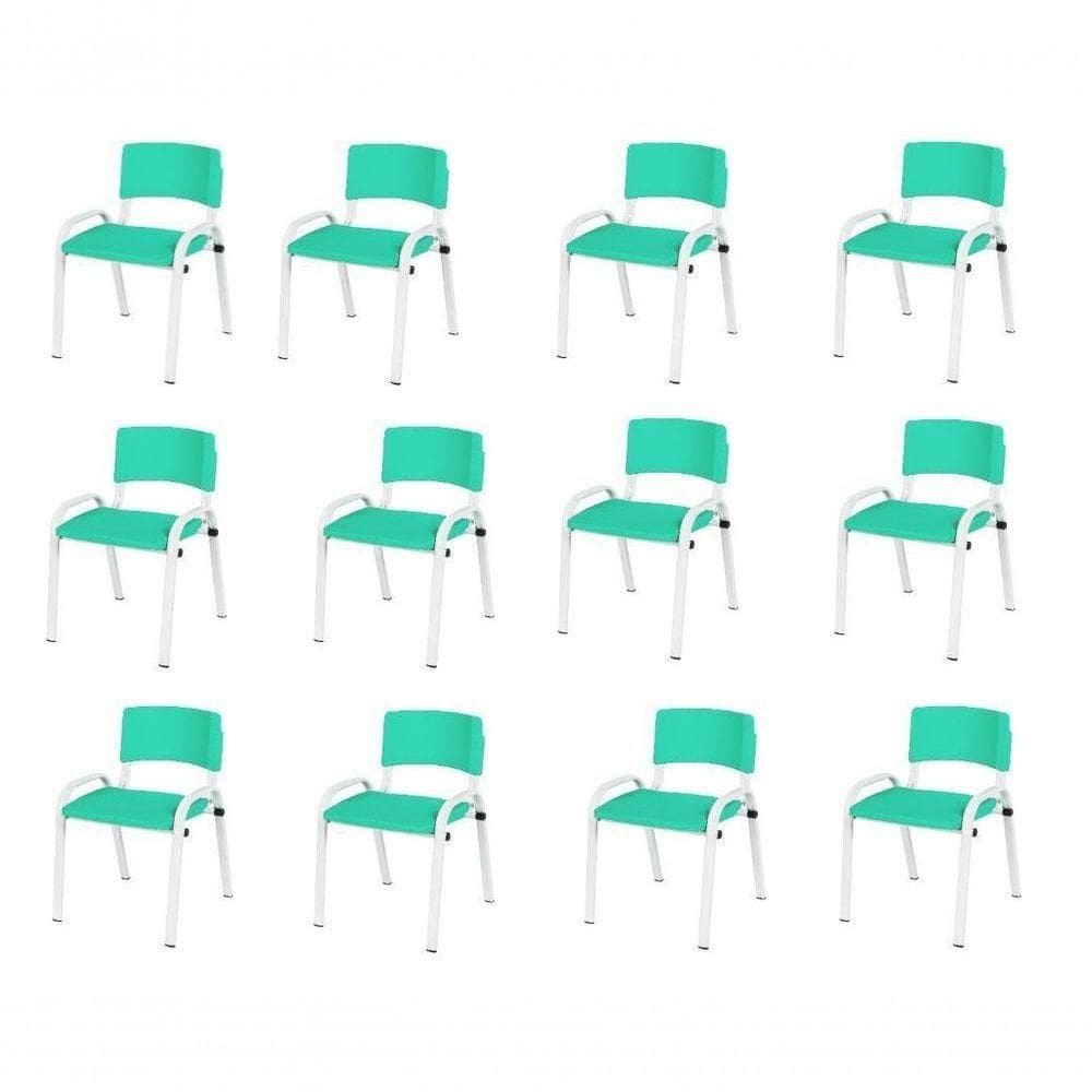 Kit 12 Cadeiras Infantil Iso, , Base Branca- Verde água
