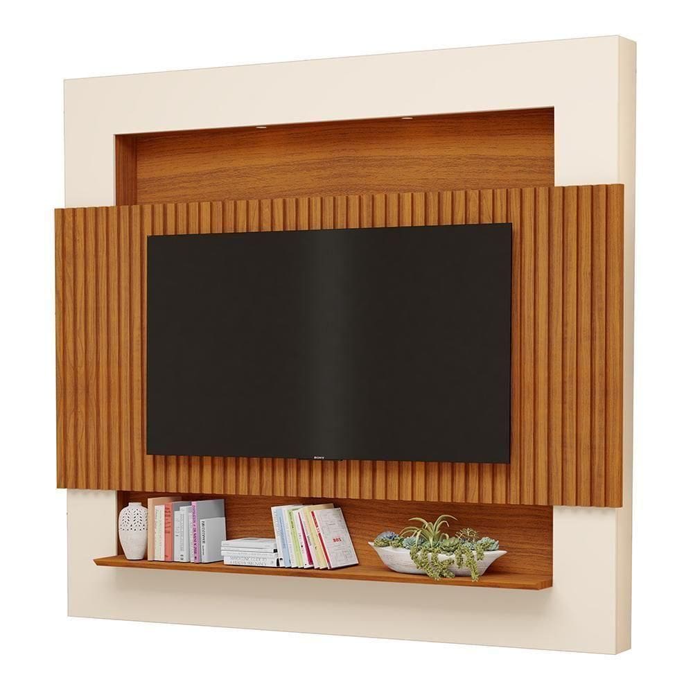 Painel Home Suspenso Riviera Ripado Freijó-off White Para Até 75? - Móveis Luapa Freijó-off White