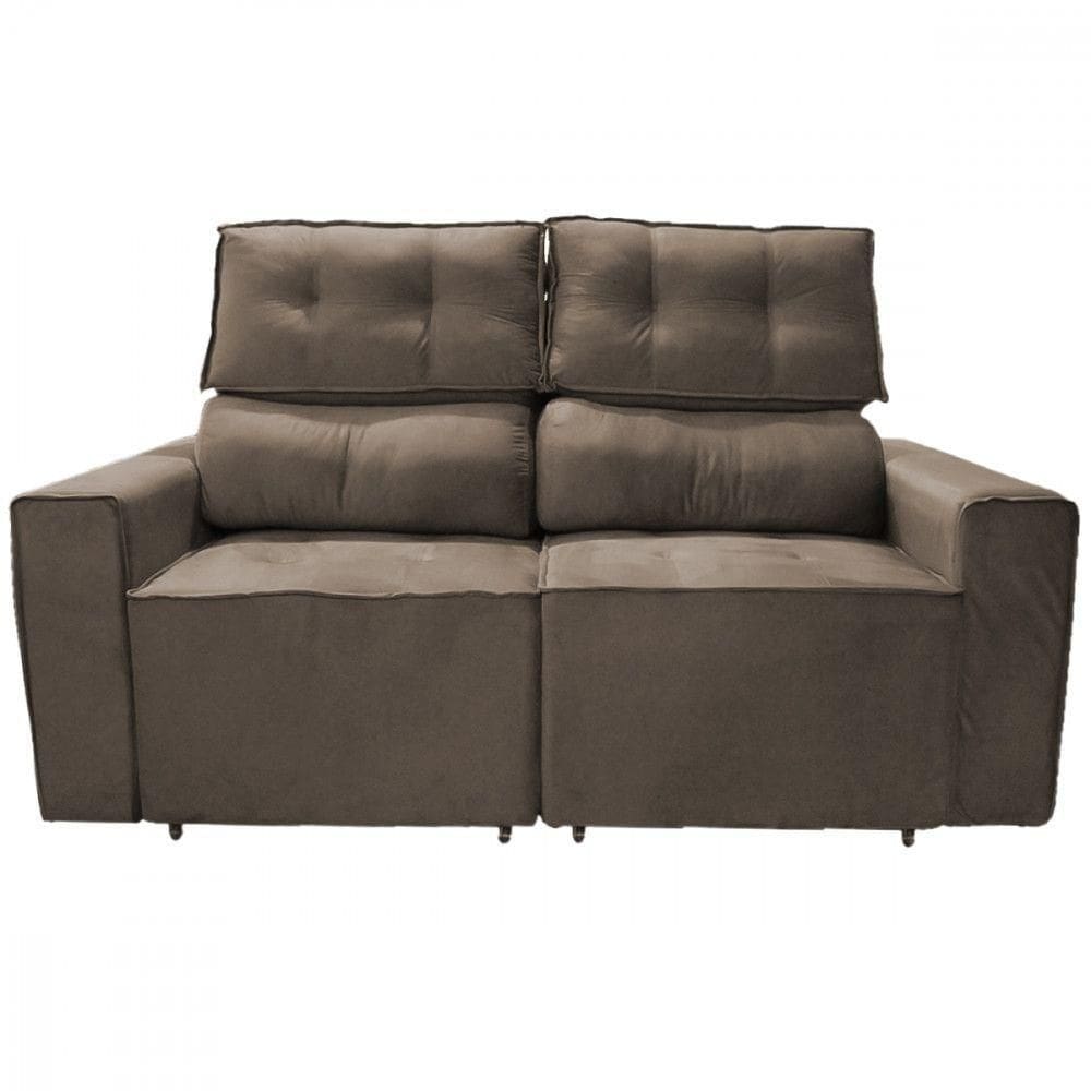 Sofá Para Sala Reclinavel Estofado Price 180cm Suede Marrom