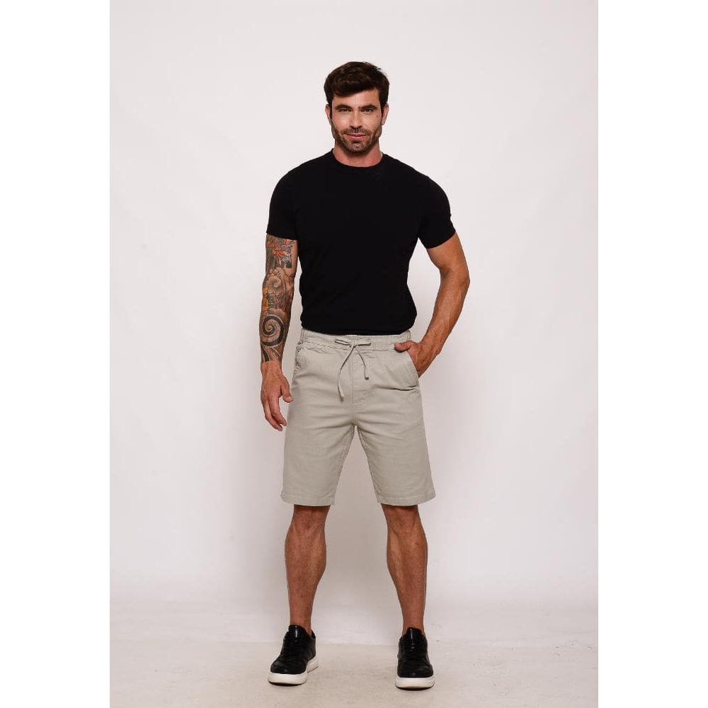 Bermuda Masculina Elástico Lycra 7924 Cinza Claro [F075]