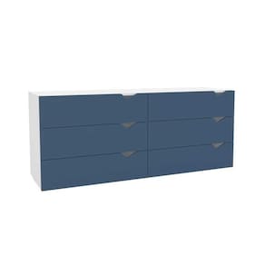 Cômoda Casal Porto c/ 6 Gavetas Branco/Azul - Politorno