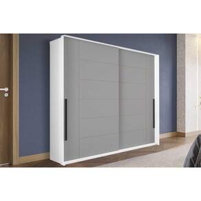 Guarda Roupa 2 Portas de Correr e 2 Gavetas Lisboa Branco/Cinza - Politorno